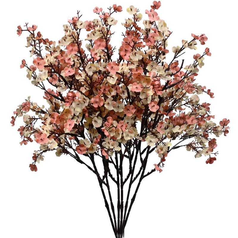 Mandy's 6pcs Beige Brown Artificial Flowers Silk Babys Breath Gypsophila 18.7" for Home Kitchen Decor New Year Spring - Image 1