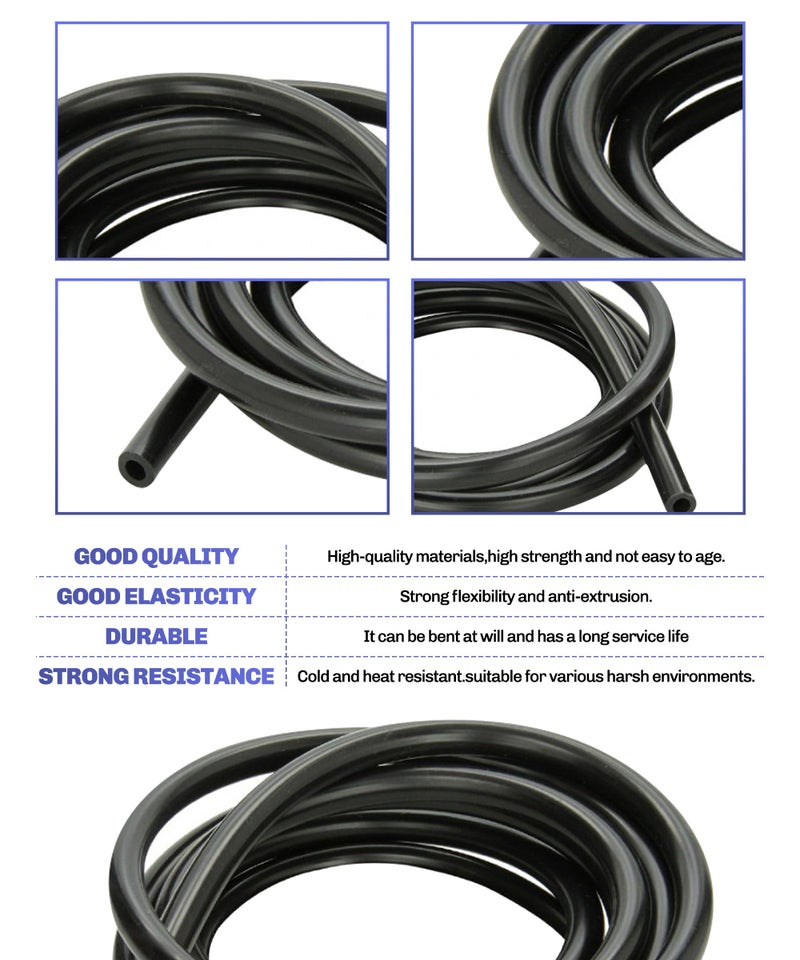 bylikeho 10Ft Vacuum Tubing,High Performance Silicone Vacuum Tubing Hose Line,Car Accessories 1/4" Inner Diameter Hose,Vacuum Lines Automotive,Applies to Most Cars Trucks (Black) - Image 3
