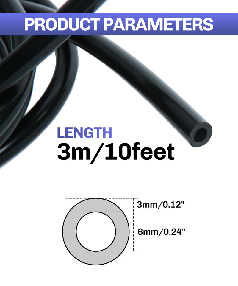 bylikeho 10Ft Vacuum Tubing,High Performance Silicone Vacuum Tubing Hose Line,Car Accessories 1/4" Inner Diameter Hose,Vacuum Lines Automotive,Applies to Most Cars Trucks (Black) - Image 2