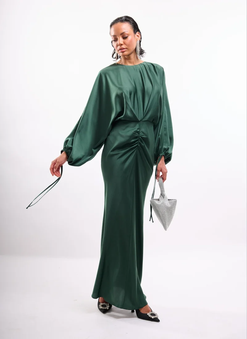 Faia dark green Dark Green Maxi Dress with Balloon Sleeves for Women | Best Price UAE