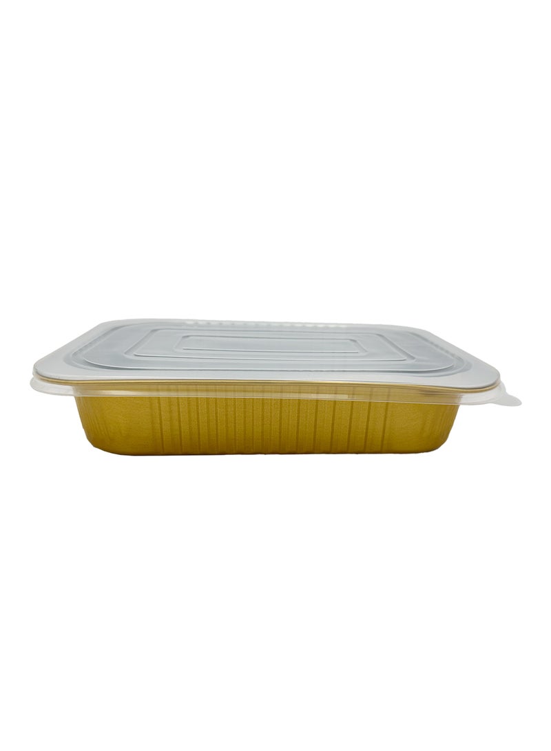Ideal Pack 750 ml Golden Aluminium Rectangular Containers with Lids – 5 Pcs - Image 1