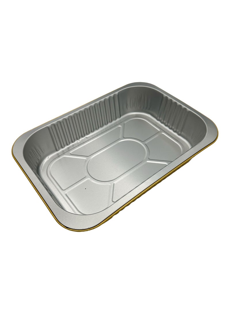 Ideal Pack 750 ml Golden Aluminium Rectangular Containers with Lids – 5 Pcs - Image 2