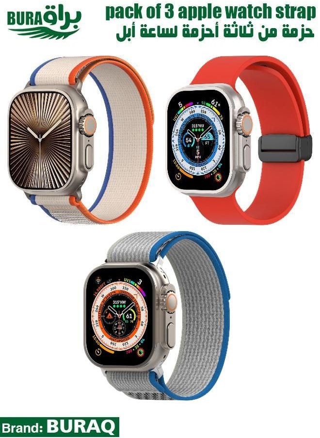BURAQ - Apple Watch Band Strap For Apple Watch Ultra 2/Ultra 49mm, Series 10 46mm, 9/8/7 45mm, SE2/SE/6/5/4 44mm, 3/2/1 42mm - Image 1