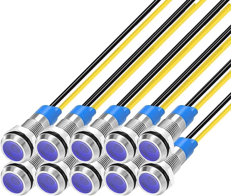 Gebildet جيبيلدت 10 قطع 6 مم 230 فولت تيار متردد ضوء إشارة مؤشر LED معدني مقاوم للماء (أزرق) كل منطقة - Image 1