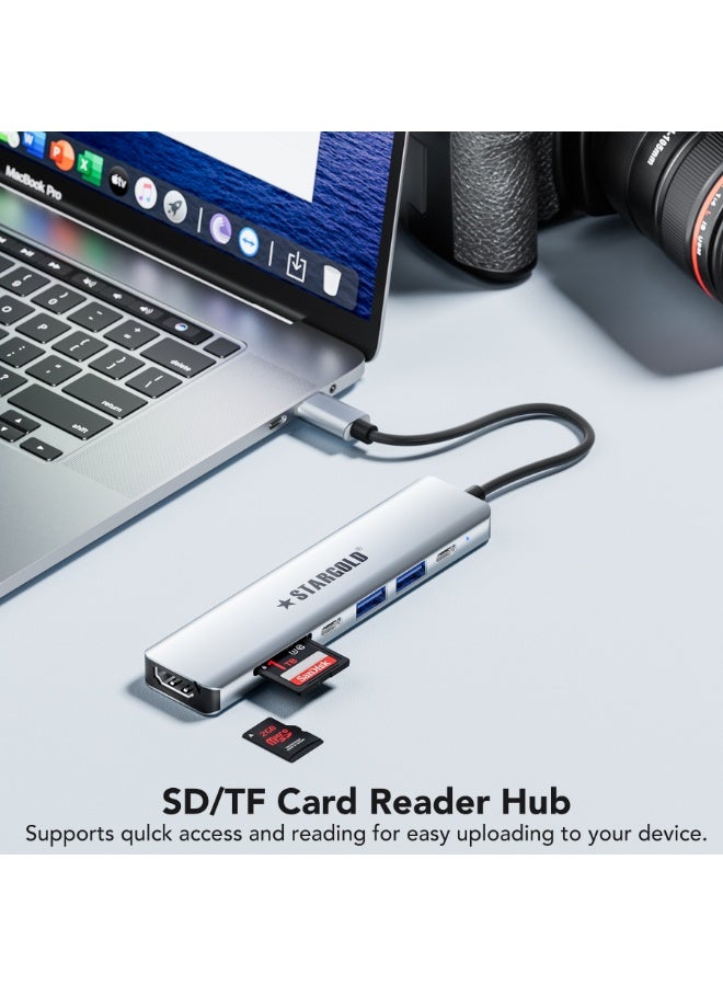 STARGOLD 7-in-1 USB C Docking Station for Laptop - 4K HDMI Output, 100W PD Fast Charging, USB 3.0 5Gbps High-Speed Data Port, SD/TF Card Reader, Type C Notebook Dock for MacBook, ThinkPad, Dell, HP, iPad & PC Gaming - Universal Multi-System Compatible USB Docking System - Image 5