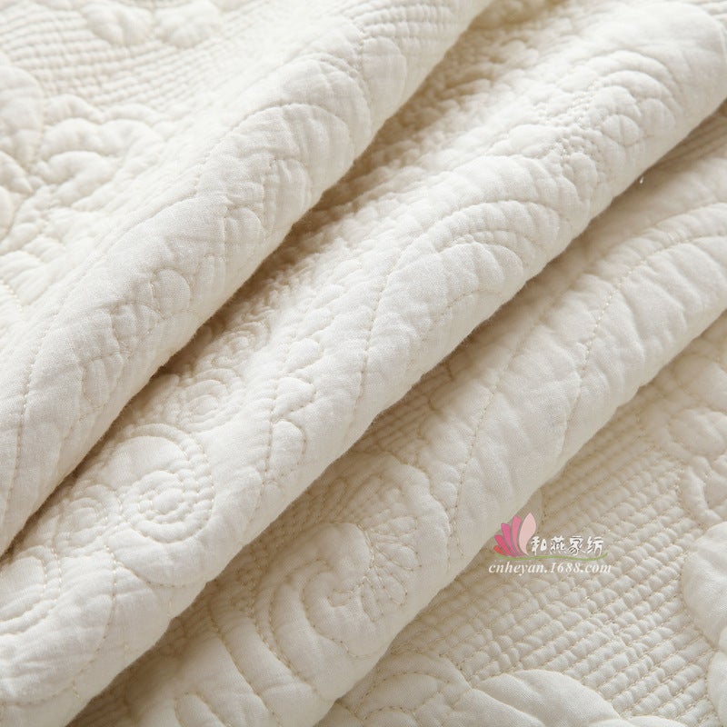 Export Pure Cotton Quilt Quilt Pure Cotton Bed Cover Three-Piece Set American Plain Embroidered Quilted Bed Cover Summer Cool Quilt - Image 5