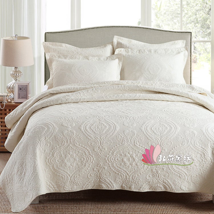 Export Pure Cotton Quilt Quilt Pure Cotton Bed Cover Three-Piece Set American Plain Embroidered Quilted Bed Cover Summer Cool Quilt - Image 2