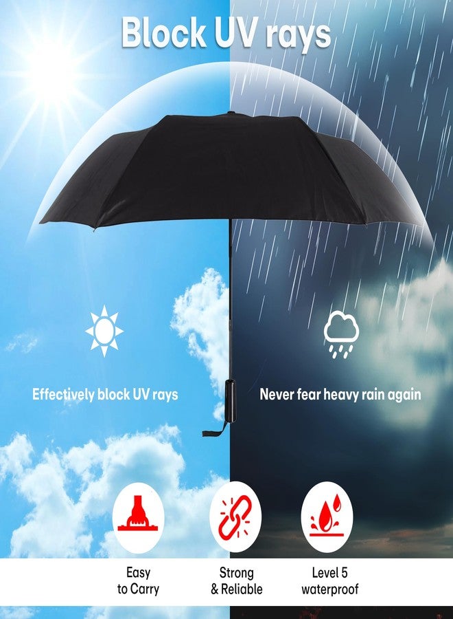 PRIME PICK مظلة سفر محمولة من برايم بيك - مظلات مقاومة للمطر والرياح، قوية وصغيرة الحجم وسهلة الفتح والإغلاق التلقائي للاستخدام لمرة واحدة، مظلة مثالية للسيارة للرجال والنساء (أسود) - Image 5