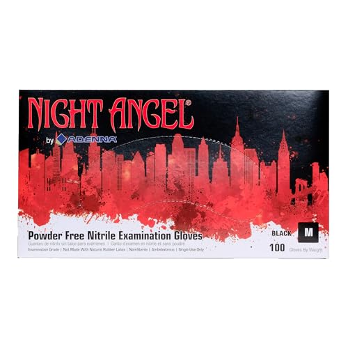 Adenna Night Angel 4 mil Nitrile Powder Free Exam Gloves (Black, Medium) Box of 100 - Image 1