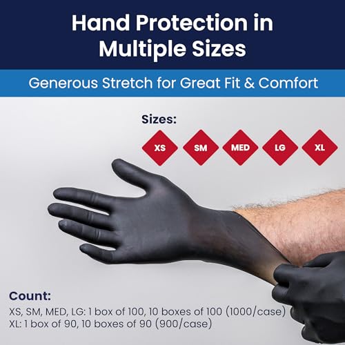Adenna Night Angel 4 mil Nitrile Powder Free Exam Gloves (Black, Medium) Box of 100 - Image 5