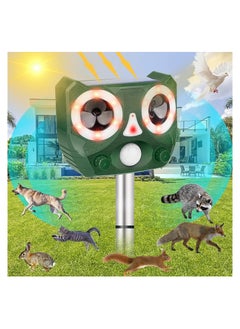 Solar Powered Animal Repellent, Ultrasonic Animal Repeller Waterproof Bird Deterrent Outdoor Cat Repellent, Squirrels Deterrent wirh Motion Sensor for Deer, Fox, Rabbits, Rats