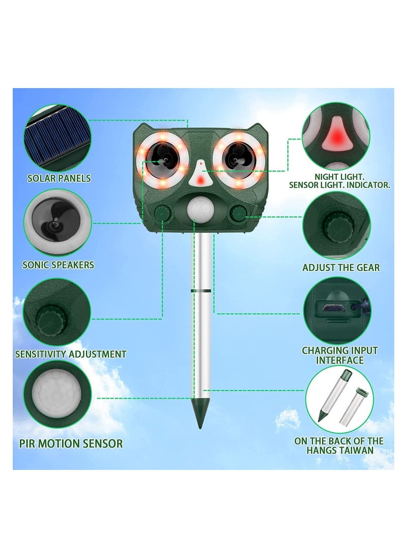 KASTWAVE - Solar Powered Animal Repellent, Ultrasonic Animal Repeller Waterproof Bird Deterrent Outdoor Cat Repellent, Squirrels Deterrent wirh Motion Sensor for Deer, Fox, Rabbits, Rats - Image 1