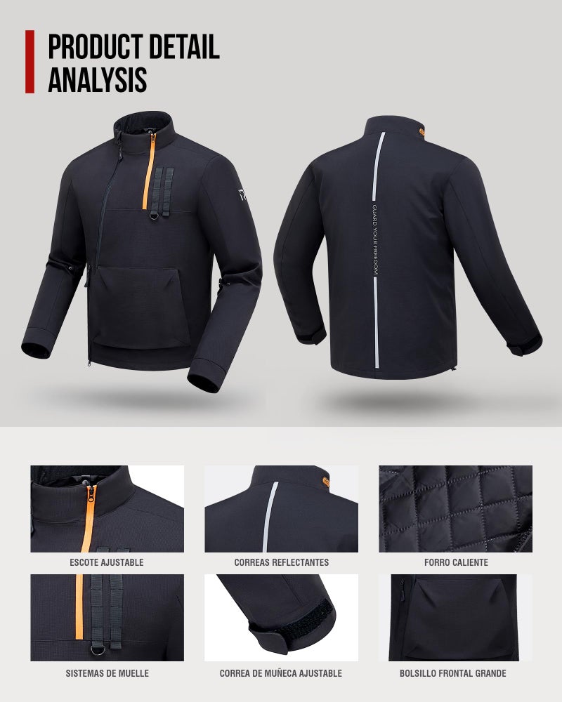 RIDEIRON Motorcycle Jacket, CE Certified, Windproof Riding Protective Gear, All Season Jacket with Removable Liner L - Image 4
