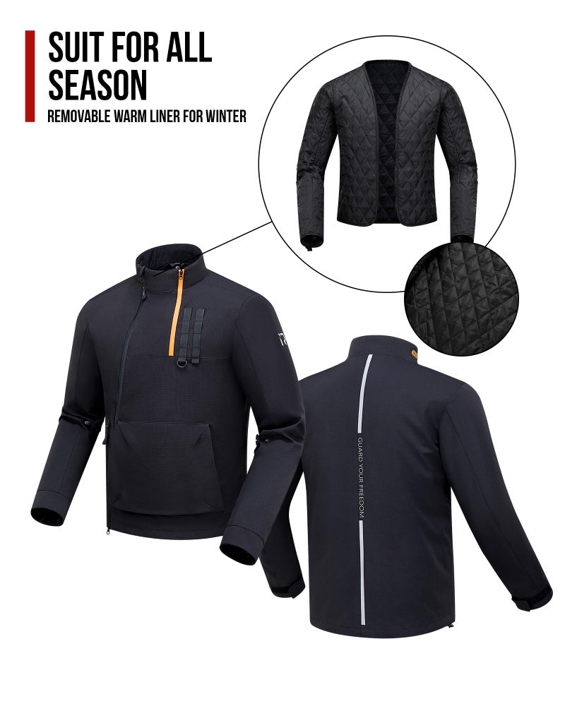 RIDEIRON Motorcycle Jacket, CE Certified, Windproof Riding Protective Gear, All Season Jacket with Removable Liner L - Image 5