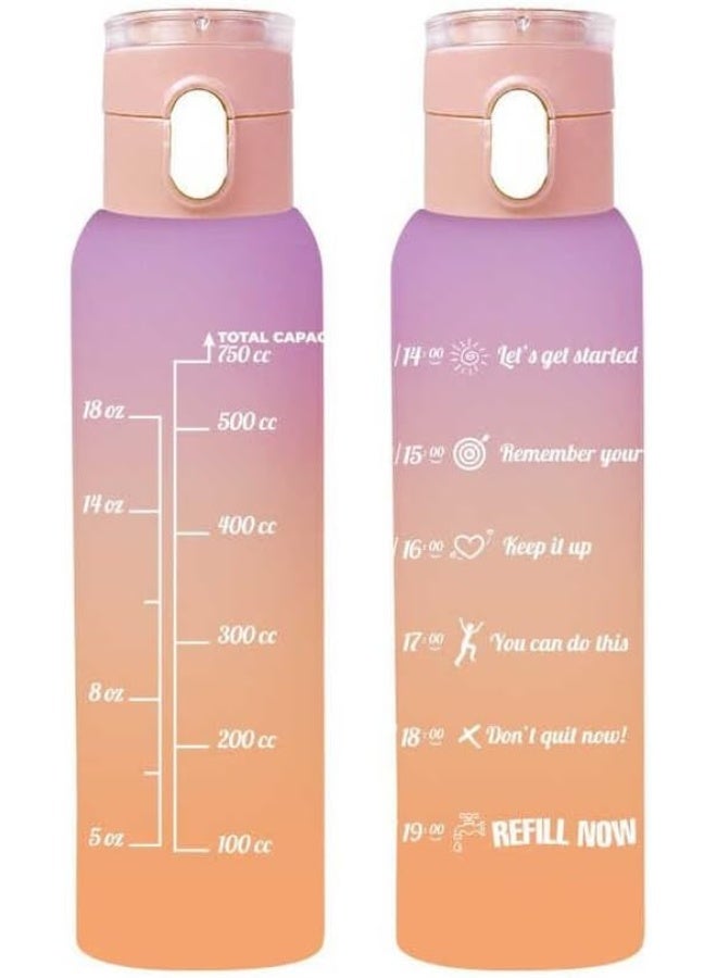 750Ml Decorated Leakproof Motivational Water Bottle