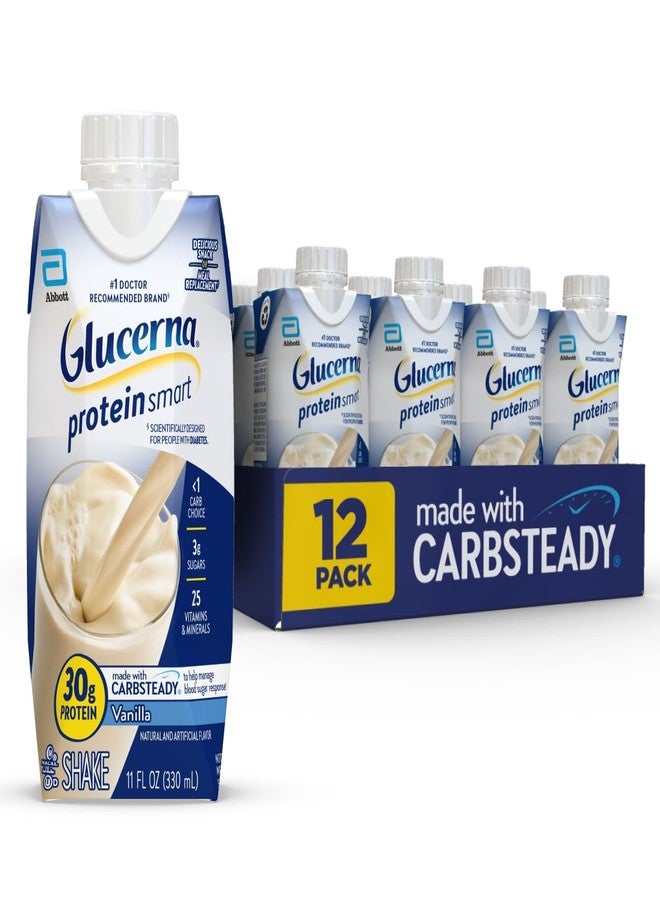 جلوسيرنا مشروب جلوكيرنا بروتين سمارت للعناية بمرضى السكري، بنكهة الفانيليا، بديل وجبة لمرضى السكري لدعم إدارة نسبة السكر في الدم، 30 غرام بروتين، 150 سعرة حرارية، جاهز للشرب، زجاجة سعة 11 أونصة سائلة، عبوة من 12 زجاجة - Image 1