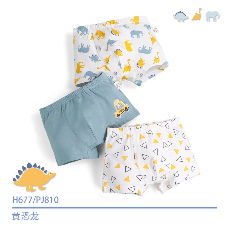 Kids Cotton Cartoon Dinosaur Boxer Briefs