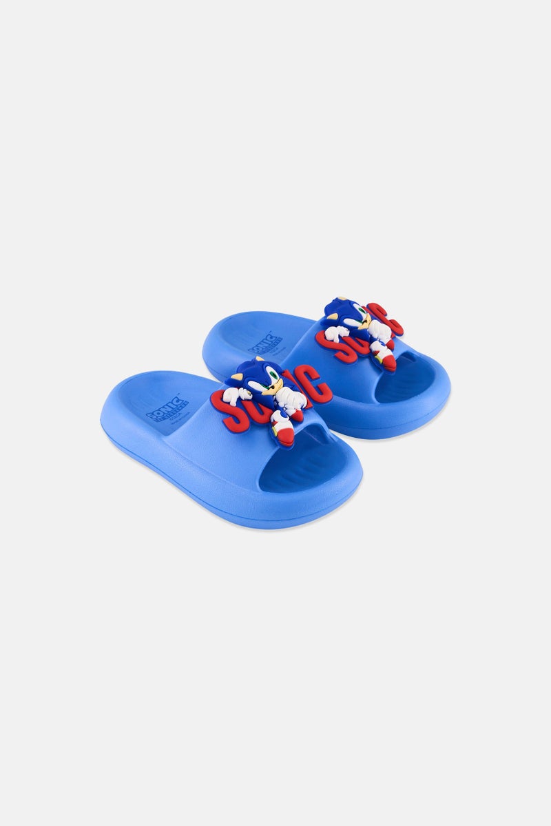 SONIC Toddlers Boy Sonic The Hedgehog Slip on Slides, Blue  - Image 1