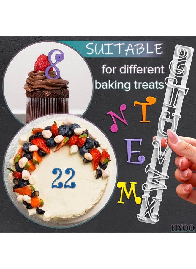 HYQO - Alphabet Stamps Cake Decorating Set Number Cookie Cutters Alphabet Fondant Cake Decorating White Letter Stamps For Kids Decorating Paste And Fondant Stamps Diy Stencil Cutter Mold Letters Stamps - Image 1