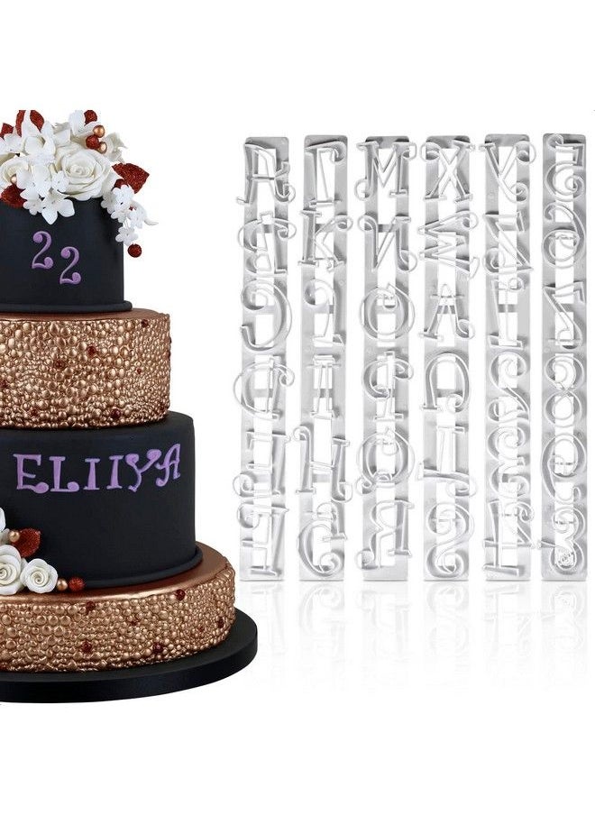 HYQO - Alphabet Stamps Cake Decorating Set Number Cookie Cutters Alphabet Fondant Cake Decorating White Letter Stamps For Kids Decorating Paste And Fondant Stamps Diy Stencil Cutter Mold Letters Stamps - Image 1