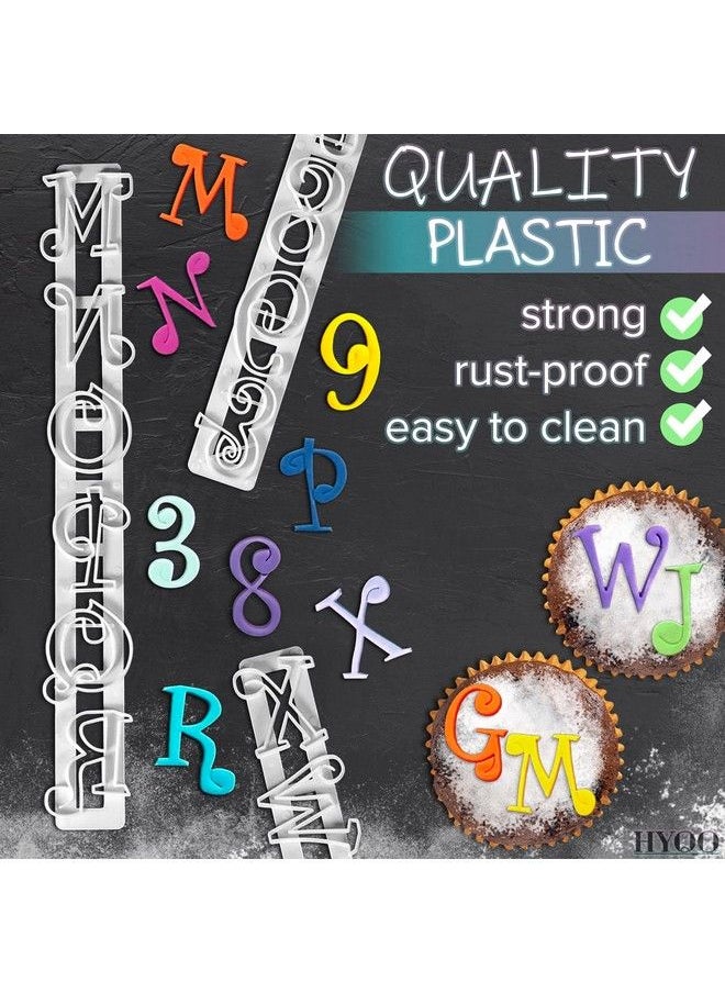 HYQO - Alphabet Stamps Cake Decorating Set Number Cookie Cutters Alphabet Fondant Cake Decorating White Letter Stamps For Kids Decorating Paste And Fondant Stamps Diy Stencil Cutter Mold Letters Stamps - Image 1