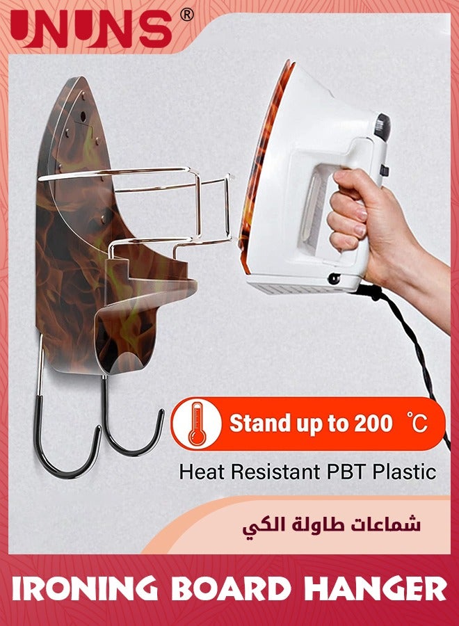 UNUNS حامل لوح الكي، حامل لوح الكي بعرض 15 سم، حامل لوح الكي مثبت على الحائط مع رف مكواة مقاوم للحرارة وخطافات، حامل لوح الكي للمنزل أو خزانة الحمام أو غرفة الغسيل، أسود  - Image 4