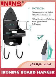 UNUNS Ironing Board Hanger,15cm Width Ironing Board Wall Mount,Iron Board Hanger Wall Mount With Heat Resistant Iron Rack And Hooks,Ironing Board Rack For Home Bathroom Cabinet Laundry Room,Black  - Image 5