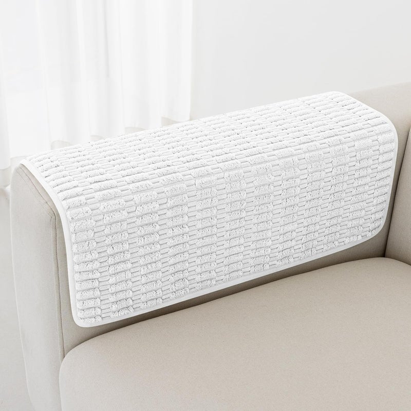 Foxdecor Couch Arm Covers Sofa Arm Covers  Arm Chair Covers Set of 2  Non-Slip Chair Arm Covers  Arm Rest Cover for Sofa  Armchair Slipcovers Couch Protector (White 20x20 inch) - Image 1