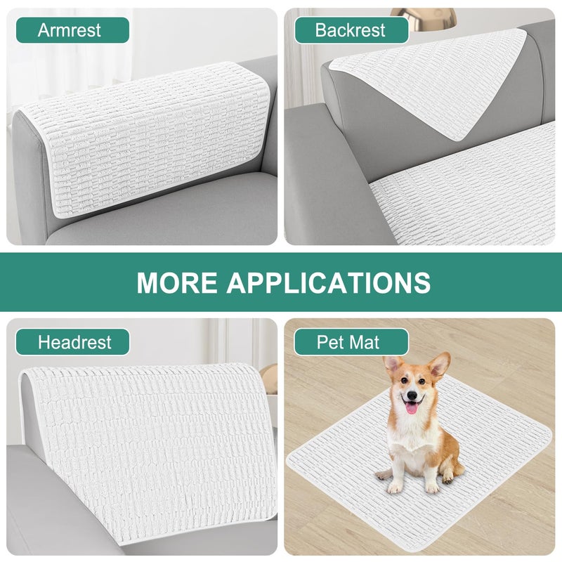 Foxdecor Couch Arm Covers Sofa Arm Covers  Arm Chair Covers Set of 2  Non-Slip Chair Arm Covers  Arm Rest Cover for Sofa  Armchair Slipcovers Couch Protector (White 20x20 inch) - Image 5