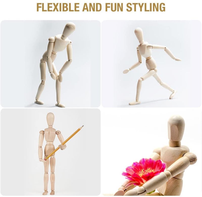 Schmidt Artists Wooden Manikin, Mini Jointed Mannequin, Drawing Wooden Human Figure 5.5 inches Tall - Image 3