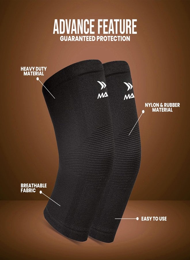 Mayor Knee Caps for Women & Men - Compression Knee Support for Pain Relief | Knee Sleeve for Gym, Running, Jogging, Sports, Workout | Premium Stretch Knee Brace Guard (Black, Free Size) - Image 2