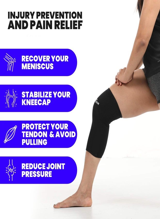 Mayor Knee Caps for Women & Men - Compression Knee Support for Pain Relief | Knee Sleeve for Gym, Running, Jogging, Sports, Workout | Premium Stretch Knee Brace Guard (Black, Free Size) - Image 4