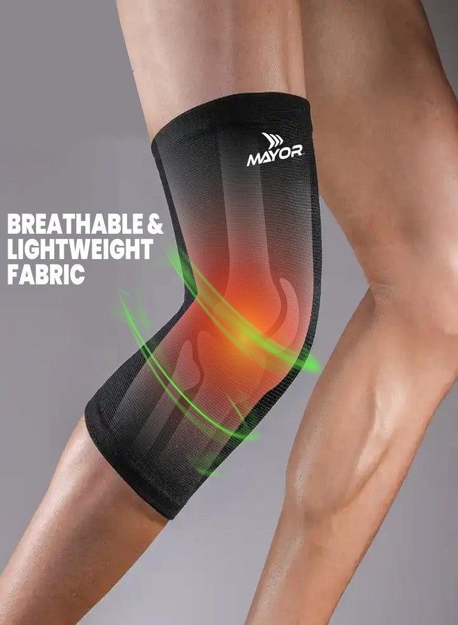 Mayor Knee Caps for Women & Men - Compression Knee Support for Pain Relief | Knee Sleeve for Gym, Running, Jogging, Sports, Workout | Premium Stretch Knee Brace Guard (Black, Free Size) - Image 3