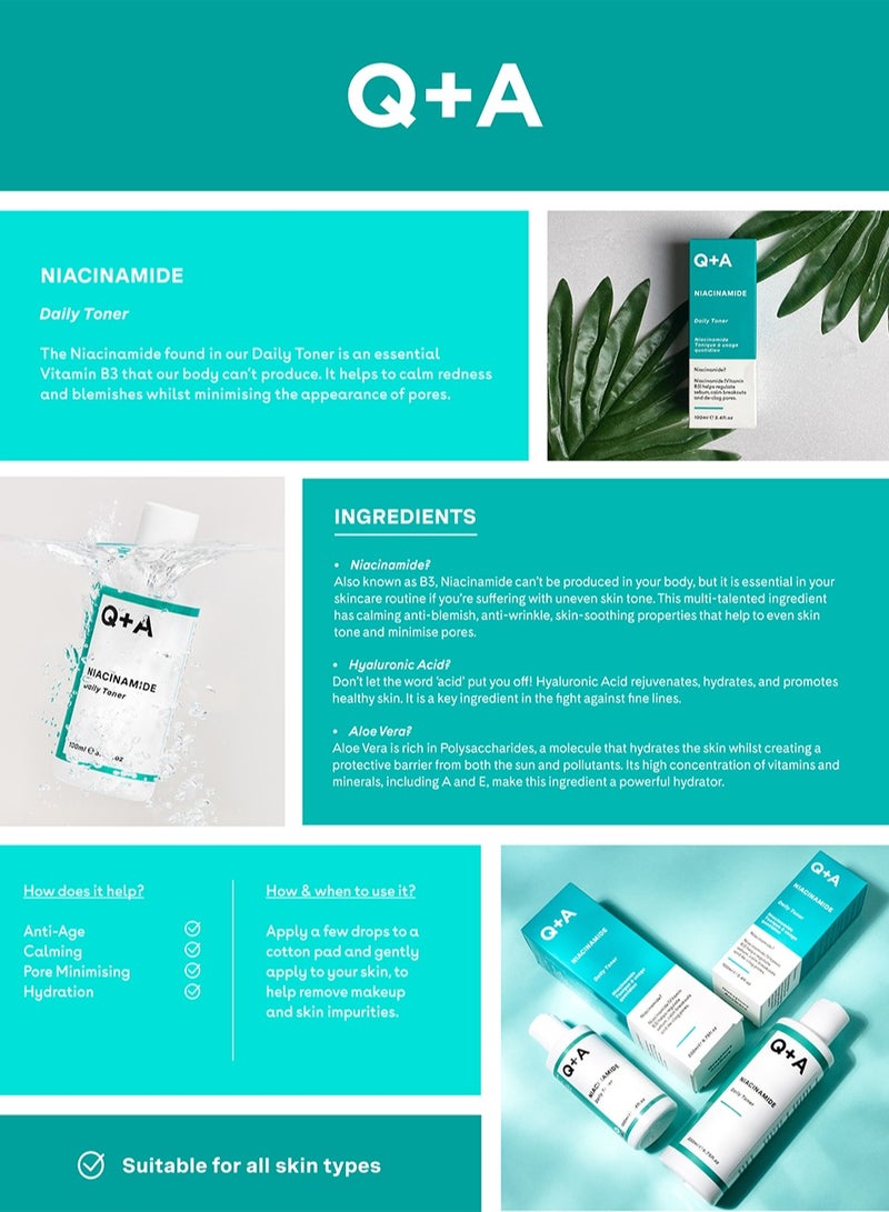 Q+A Niacinamide Toner To Calm Skin Redness And Reduce The Appearance Of Enlarged Pores - 100 Ml - Image 3