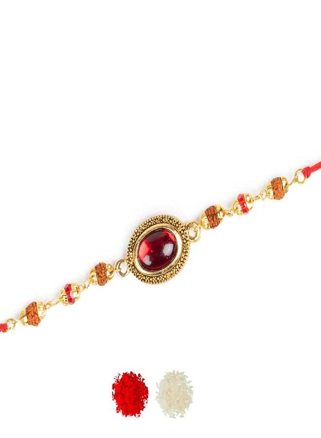 Kaameri Bazaar Semi Precious Jade Stone Rakhi Roli Chawal in a Gift Box - Image 1