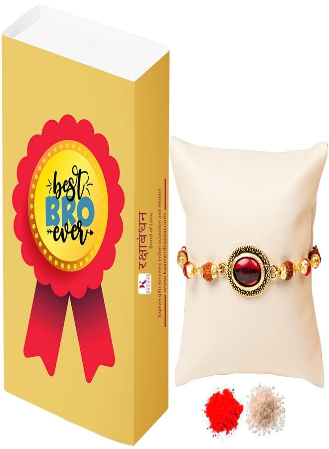 Kaameri Bazaar Semi Precious Jade Stone Rakhi Roli Chawal in a Gift Box - Image 2