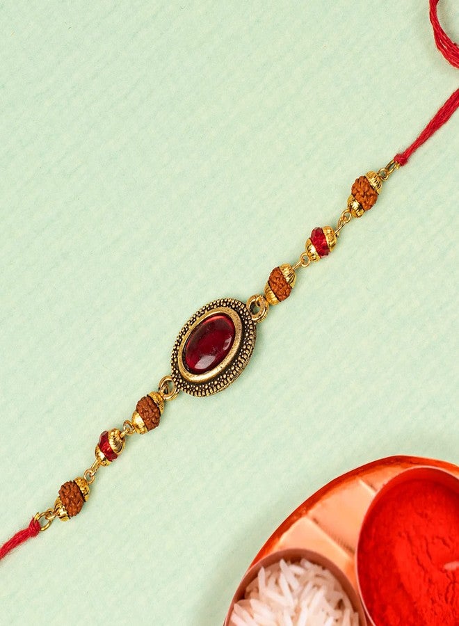 Kaameri Bazaar Semi Precious Jade Stone Rakhi Roli Chawal in a Gift Box - Image 4
