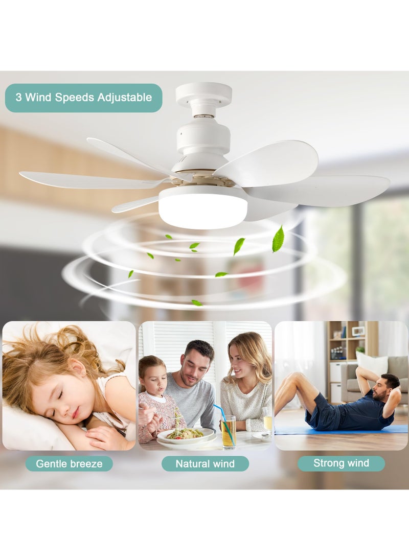 Screw in Ceiling Fan Light E27 Socket with Remote Control LED Lamp Small Fans for Bedroom ∅52 cm 3 Speeds 3 Colors White - pzsku/Z23FD3BD1A3EB90795AADZ/45/_/1721894520/8b88f180-68a2-49f8-8769-6ecc37006c77