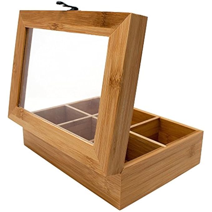Excellent Houseware Tea Box Storage Tea Bag Tea Box Bamboo - Image 5