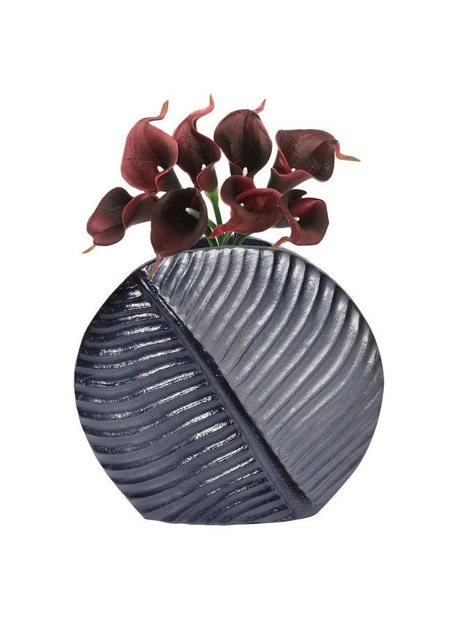 Uniquewise Aluminiumcasted Leaf Shaped Centerpiece Flower Table Vase Two Tone Grey 7.5 Inch  - Image 1