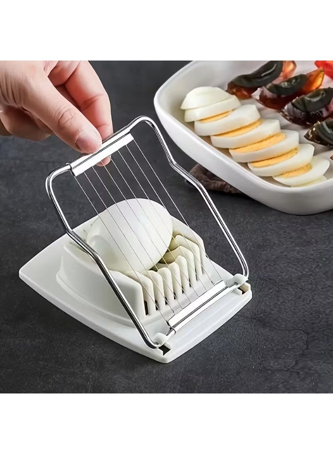 Goolsky 1-Pack Stainless Steel Egg Slicer with Plastic Handle - Manual Handheld Kitchen Tool for Precise Slicing of Eggs, Fruits & Vegetables - Durable & Easy-Clean Design for Home & Restaurant Use, Restaurant Kitchenware | Manual Egg Slicer | Durable Plastic Handle, Egg Slicer for Hard Boiled Eggs - Image 1
