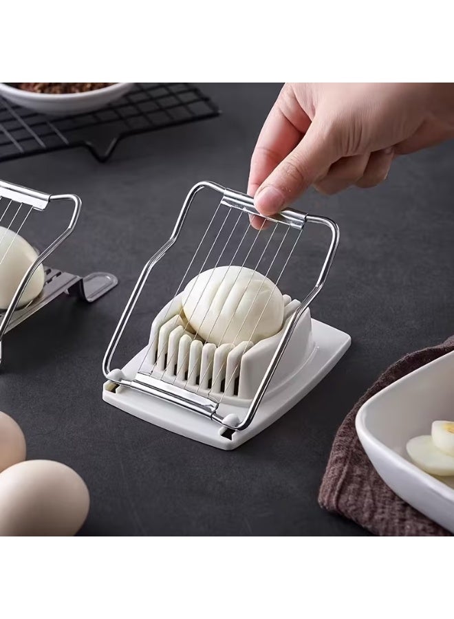 Goolsky 1-Pack Stainless Steel Egg Slicer with Plastic Handle - Manual Handheld Kitchen Tool for Precise Slicing of Eggs, Fruits & Vegetables - Durable & Easy-Clean Design for Home & Restaurant Use, Restaurant Kitchenware | Manual Egg Slicer | Durable Plastic Handle, Egg Slicer for Hard Boiled Eggs - Image 2