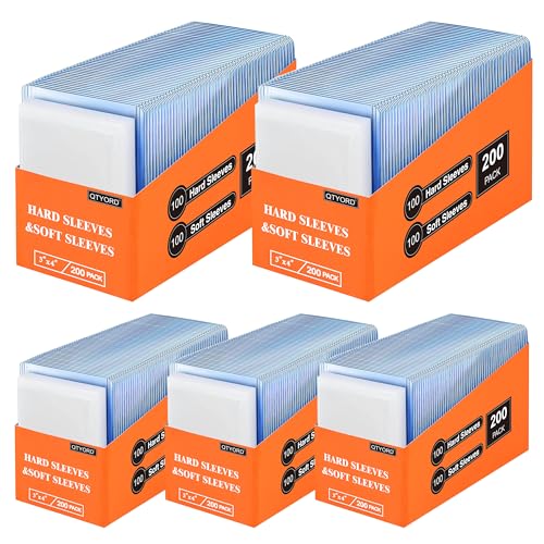 QTYORD 1000Pcs Clear Loaders for Cards 500Pcs Hard Plastic Card Holders 500Pcs Card Sleeves 3 x 4 Card Protector Sleeves for Baseball Cards Standard Trading Cards - Image 1