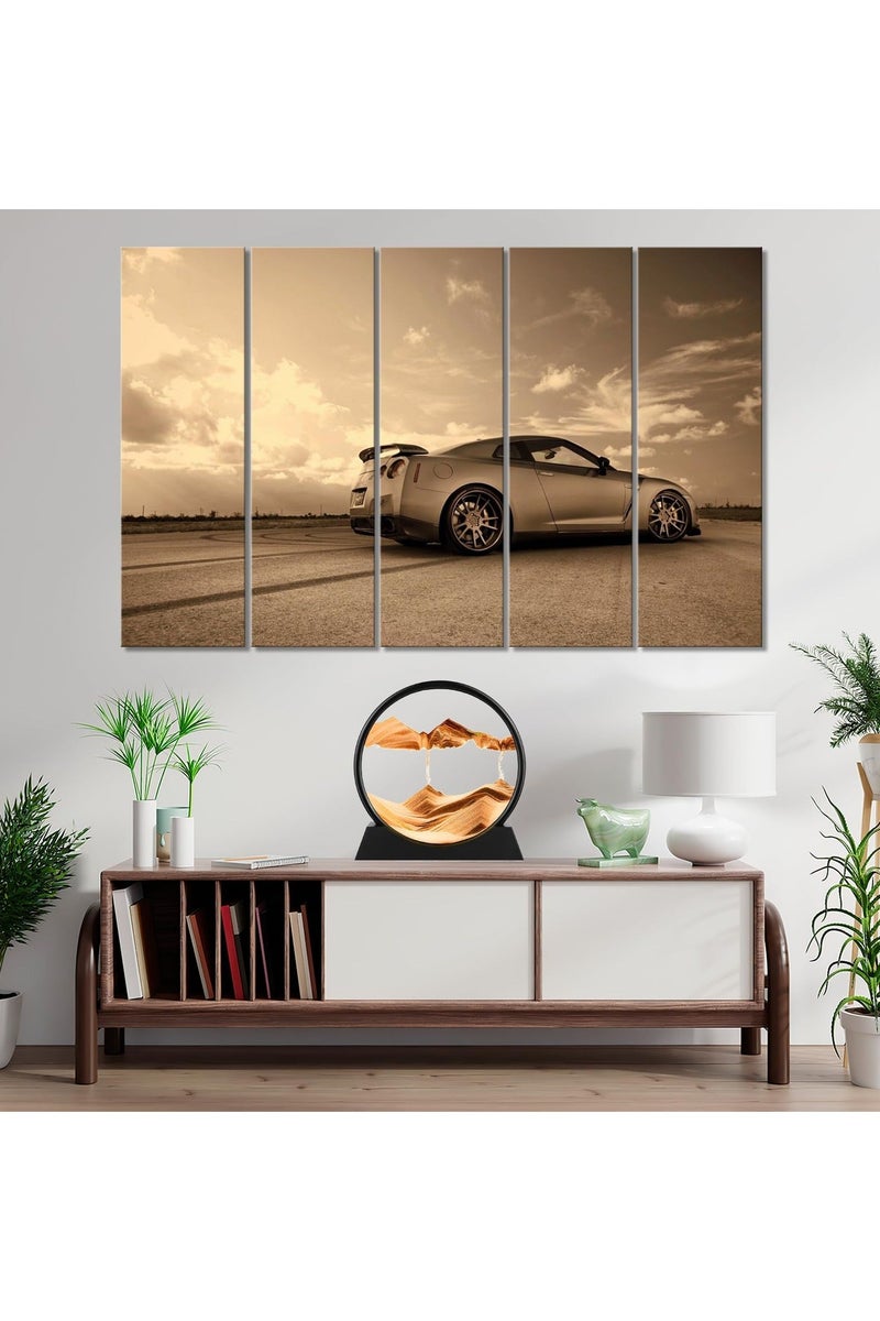 هاهاهاي رمل متحرك مقاس 7 بوصة، صورة فنية ثلاثية الأبعاد للساعة الرملية، إطار دائري مناظر طبيعية لرمال البحر العميق، منظر طبيعي للحركة، رسم رملي متدفق للاسترخاء على سطح المكتب ديكور المنزل والمكتب - Image 3