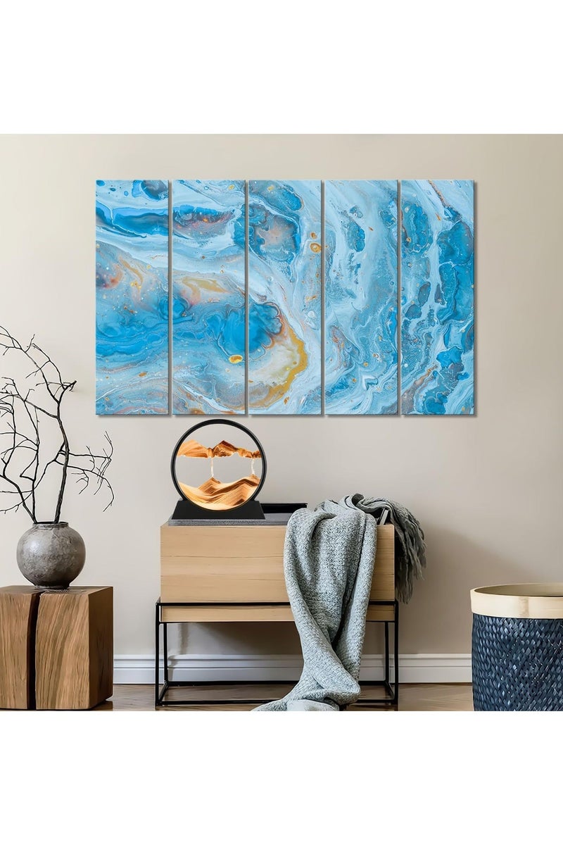 هاهاهاي رمل متحرك مقاس 7 بوصة، صورة فنية ثلاثية الأبعاد للساعة الرملية، إطار دائري مناظر طبيعية لرمال البحر العميق، منظر طبيعي للحركة، رسم رملي متدفق للاسترخاء على سطح المكتب ديكور المنزل والمكتب - Image 5