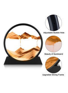 HaHaHai 3D Deep-sea Sand Painting Art Landscape Home Decoration Desktop, Round Frame Deep Sea Sandscapes Motion Display Landscape, 7inch Moving Sand, Dynamic Sand Art Motion, Flowing Sand Painting Yellow  - Image 3