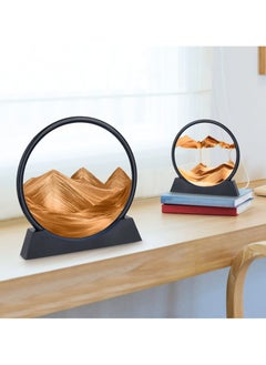 HaHaHai 3D Deep-sea Sand Painting Art Landscape Home Decoration Desktop, Round Frame Deep Sea Sandscapes Motion Display Landscape, 7inch Moving Sand, Dynamic Sand Art Motion, Flowing Sand Painting Yellow  - Image 4