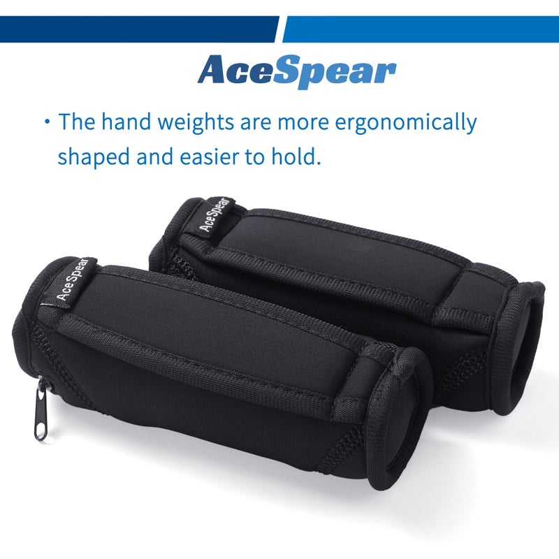 AceSpear Hand Weights for Women Men 1lb 2lbs 3lbs 4lbs Soft Dumbbells of 2, Detachable Walking Weight for Aerobics, Jogging, Running (1 lb x 2, Black) - Image 2