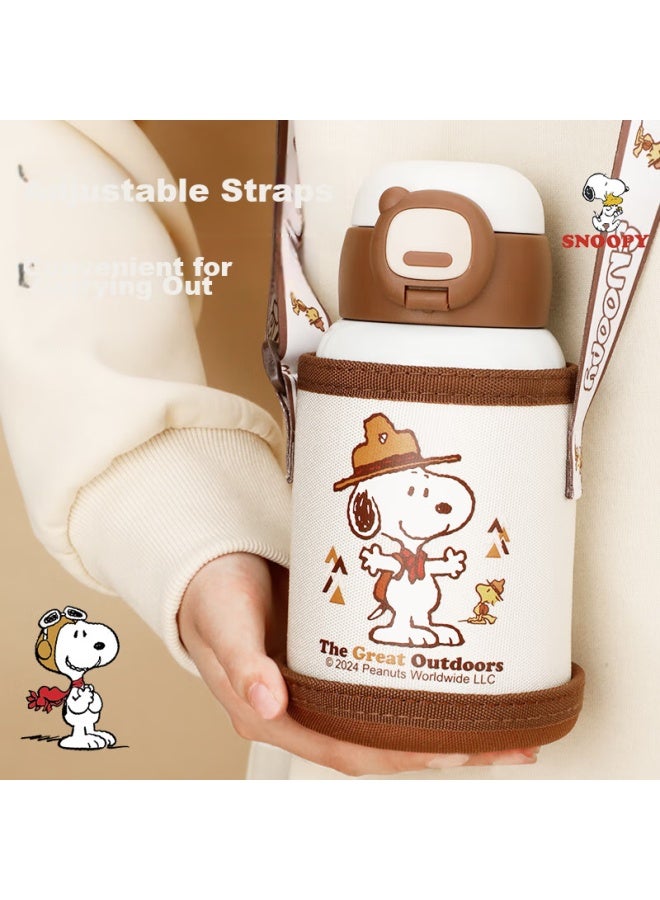 Snoopy Children's Insulated Cup With Straw, Dual-use For Pouring Water, Student Water Bottle, 316 Stainless Steel With Cup Sleeve, Water Bottle Cup 500ml Blue - Image 4