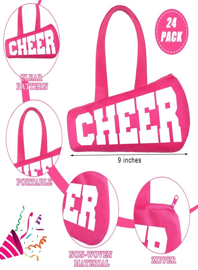 Yeyeplum 24 Pcs Cheer Bag Bulk Cheerleaders Tote Gift Bags Non Woven Cheerleading Travel Duffel Packet for Women Snacks Treat Candy Small Sports Team Party Supplies(Pink) - Image 2